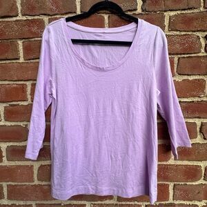 SOFT SURROUNDINGS SoftEssential Pima 3/4 Sleeve Tee lavendar Petite S NEW